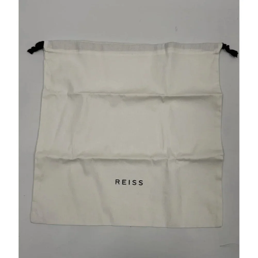 Reiss white cotton drawstring dust bag with brand logo New